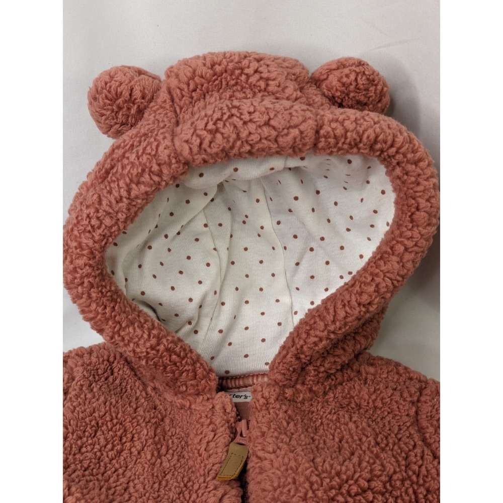 Carters Hooded One Piece Pram Suit Snuggle Bodysuit Sherpa Sz 3M - Picture 2 of 10